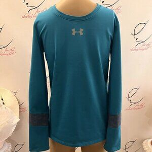 Under Armour Activewear Youth XL. Long Sleeve Boys Fitted Blue Coldgear B115